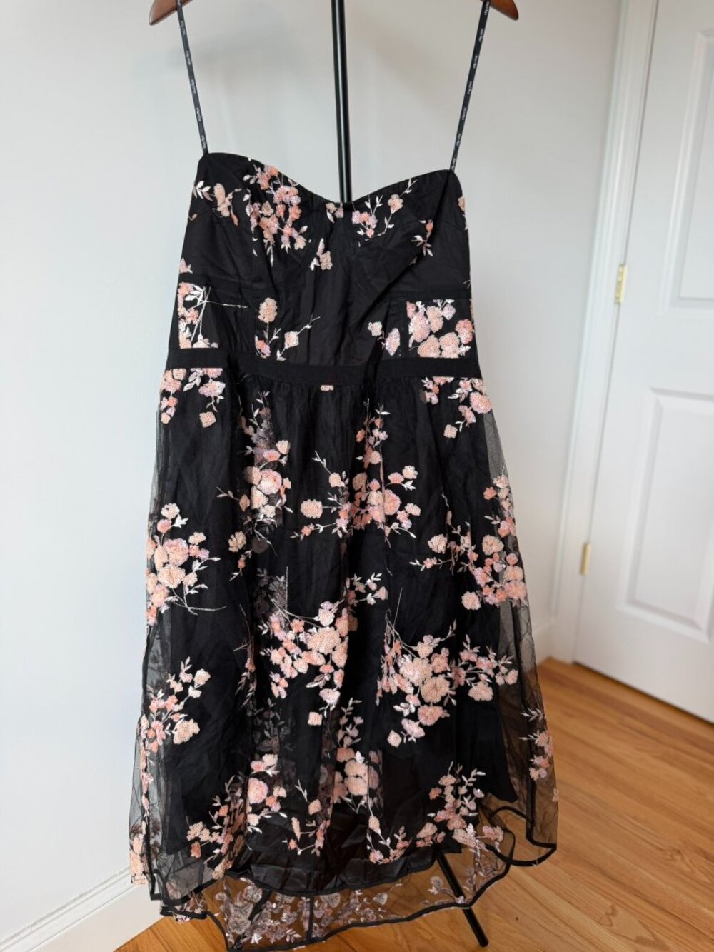 NWT CITY CHIC BLACK "AMBROSIA" EMBROIDERED TULLE FLORAL COCKTAIL DRESS (M=US 18)